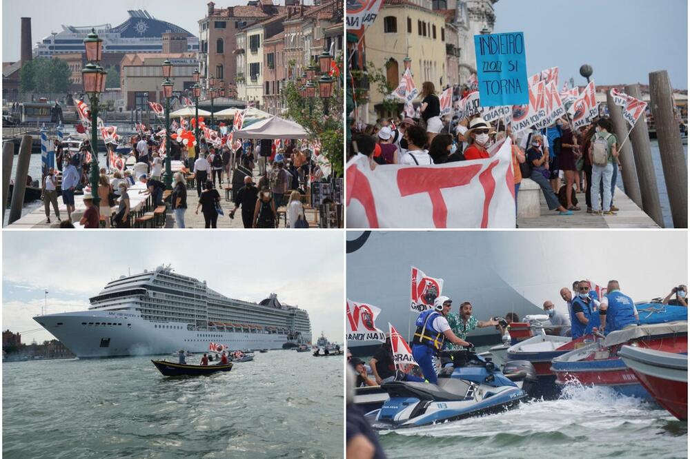 POBUNA U VENECIJI ZBOG KRUZERA Za vreme pandemije kukali zbog manjka para, a sad besni! Hoće turiste i pare, ali ne i brodove FOTO