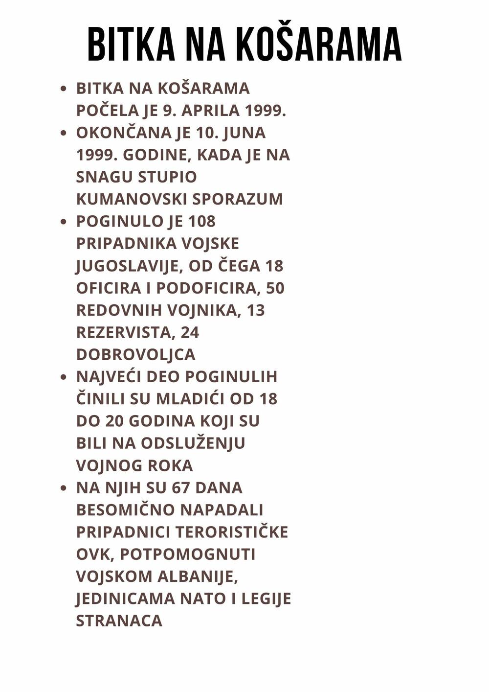 Košare, Kumanovski Sporazum.