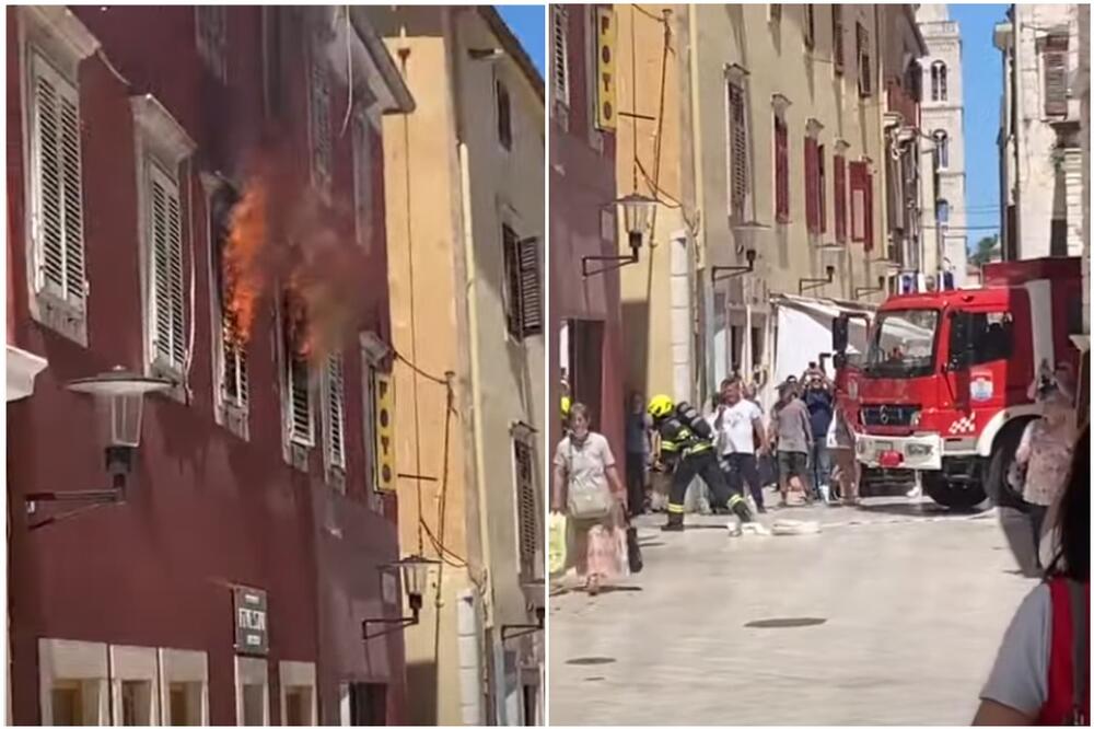 GUST DIM KULJA IZ STAMBENE ZGRADE Požar u Zadru, vatrogasci evakuišu stanare VIDEO