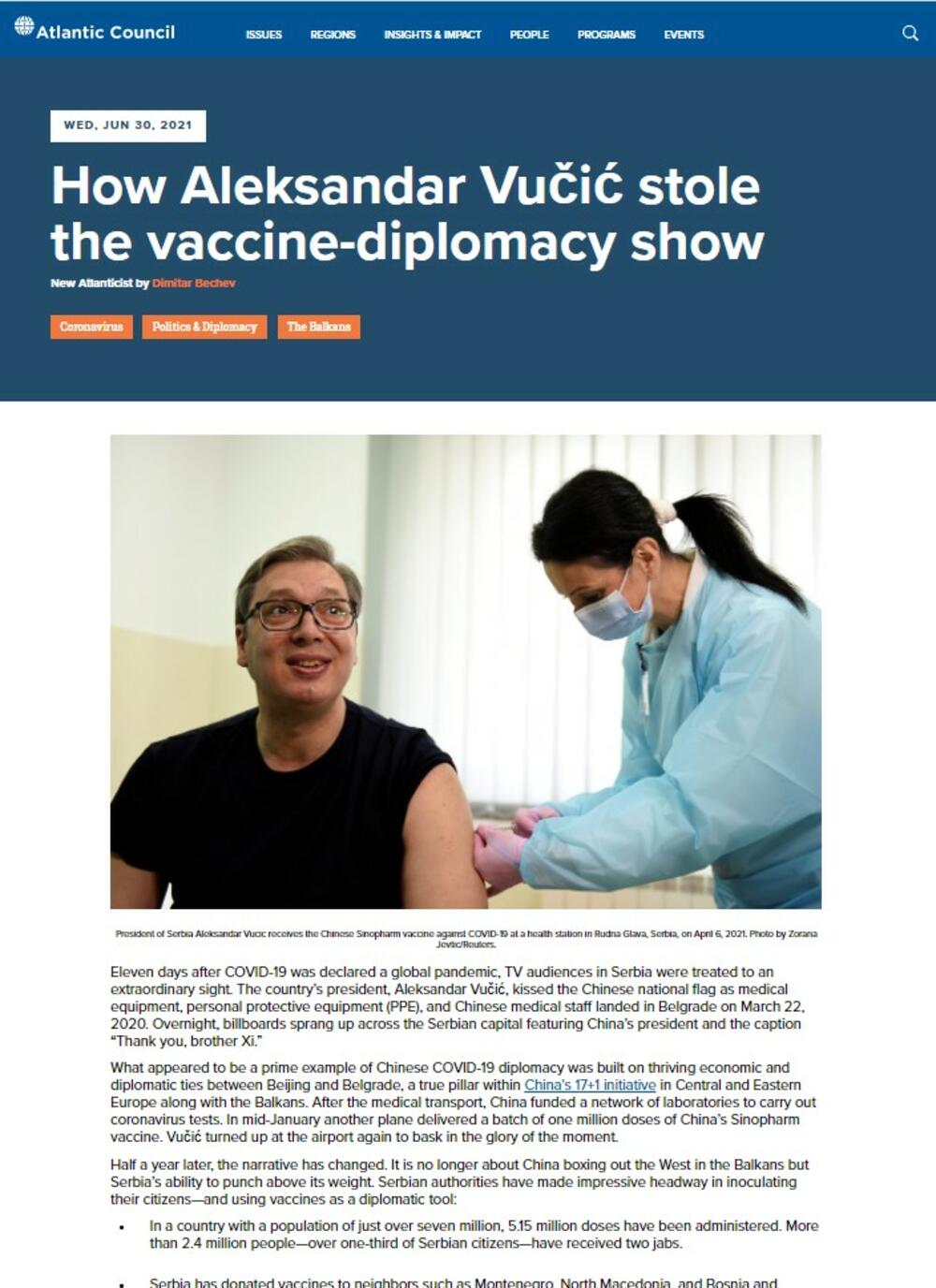 Aleksnadar Vučić, vakcine