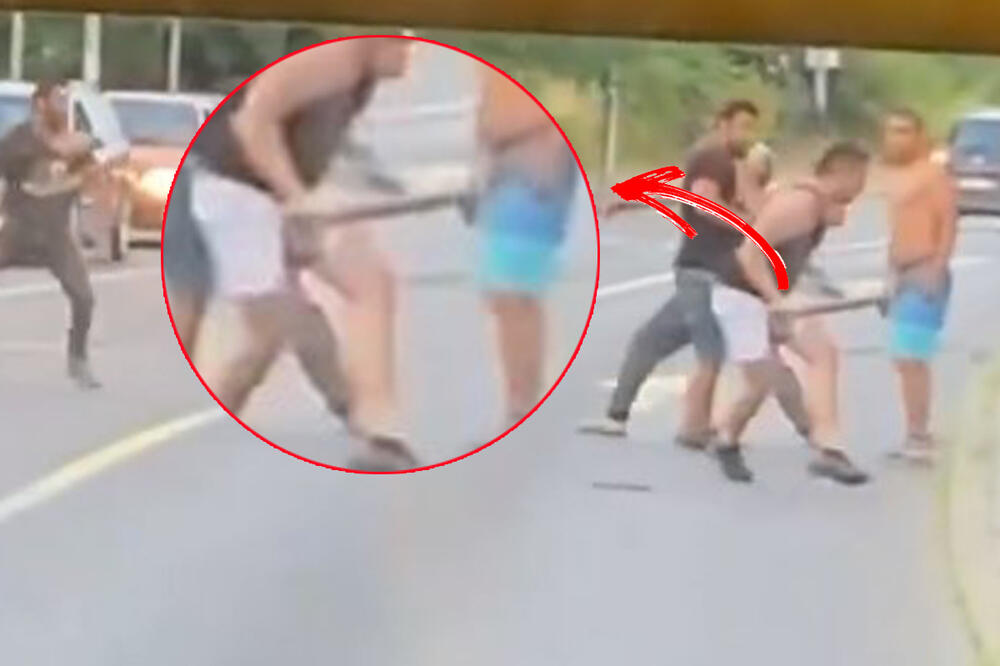 MASOVNA TUČA NASRED ULICE NA BANJICI: Polugoli se makljali čime su stigli, a na kraju POTEGLI I SEKIRE (VIDEO)