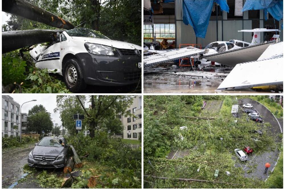 UŽASNA OLUJA UNIŠTILA AVIONE U HANGARU: Nevreme u Švajcarskoj čupalo stabla, blokiralo puteve i pruge, a očekuju i poplave!