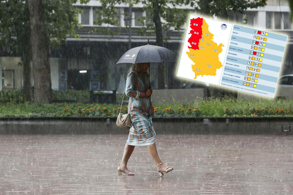 RHMZ IZDAO 2 UPOZORENJA: Pred nama su 2 dana obilnih padavina, u ovim delovima Srbije upaljen CRVENI meteo alarm zbog nepogoda