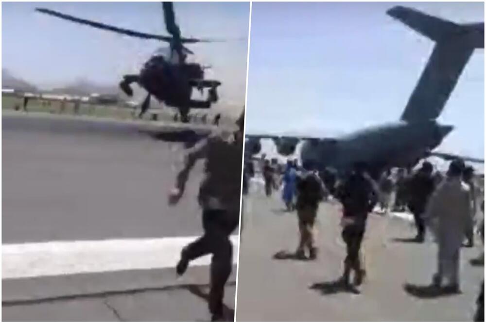OPŠTI HAOS NA AERODROMU KABUL: Ljudi trče kao muve! Ako ih ne pobiju talibani stradaće od helikoptera i aviona VIDEO