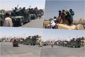 TALIBANI ORGANIZOVALI VOJNU PARADU U KANDAHARU Ulicama prošle kolone zaplenjene američke vojne tehnike, a na nebu helikopter VIDEO