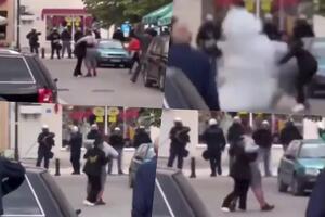 MUŠKARAC NA CETINJU PROVOCIRAO POLICAJCE, PA UBRZO DOBIO ŠOK-BOMBU U LICE: Novi snimak incidenta u Crnoj Gori (VIDEO)