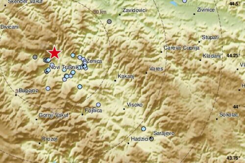 NOVI ZEMLJOTRES U BiH: Epicentar potresa bio kod Travnika