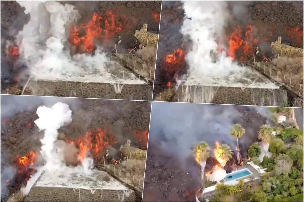 LAVA NA KANARSKIM OSTRVIMA NEMA MILOSTI: Evo kako je prošao bazen jednog stanovnika koji je evakuisan! VIDEO