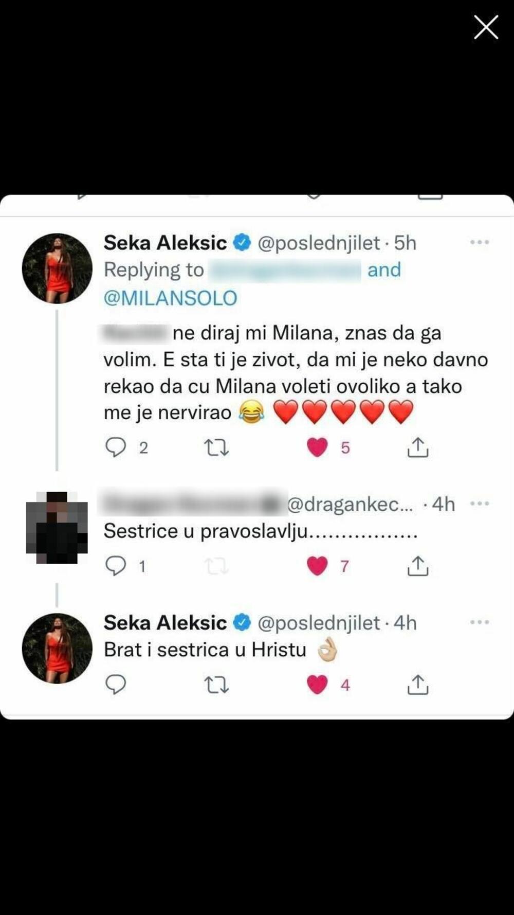 Seka Aleksić, Milan Stanković