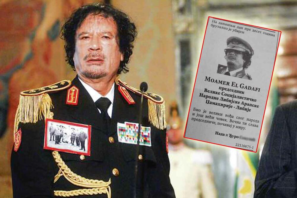 VEČNA TI SLAVA, PREDSEDNIČE: Nada ne propušta nijednu godišnjicu, i danas objavila čitulju za Gadafija u novinama FOTO