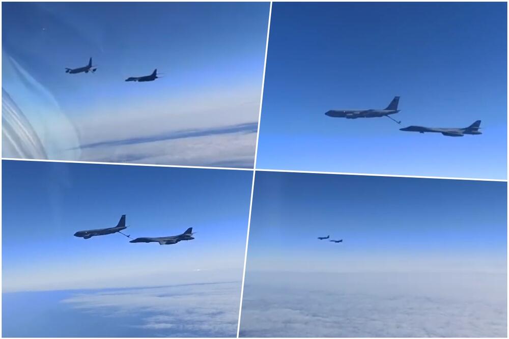 RUSKI SUHOJI PRESRELI AMERIČKI STRATEŠKI BOMBARDER B-1B IZNAD CRNOG MORA: Bliski susret četiri letelice VIDEO