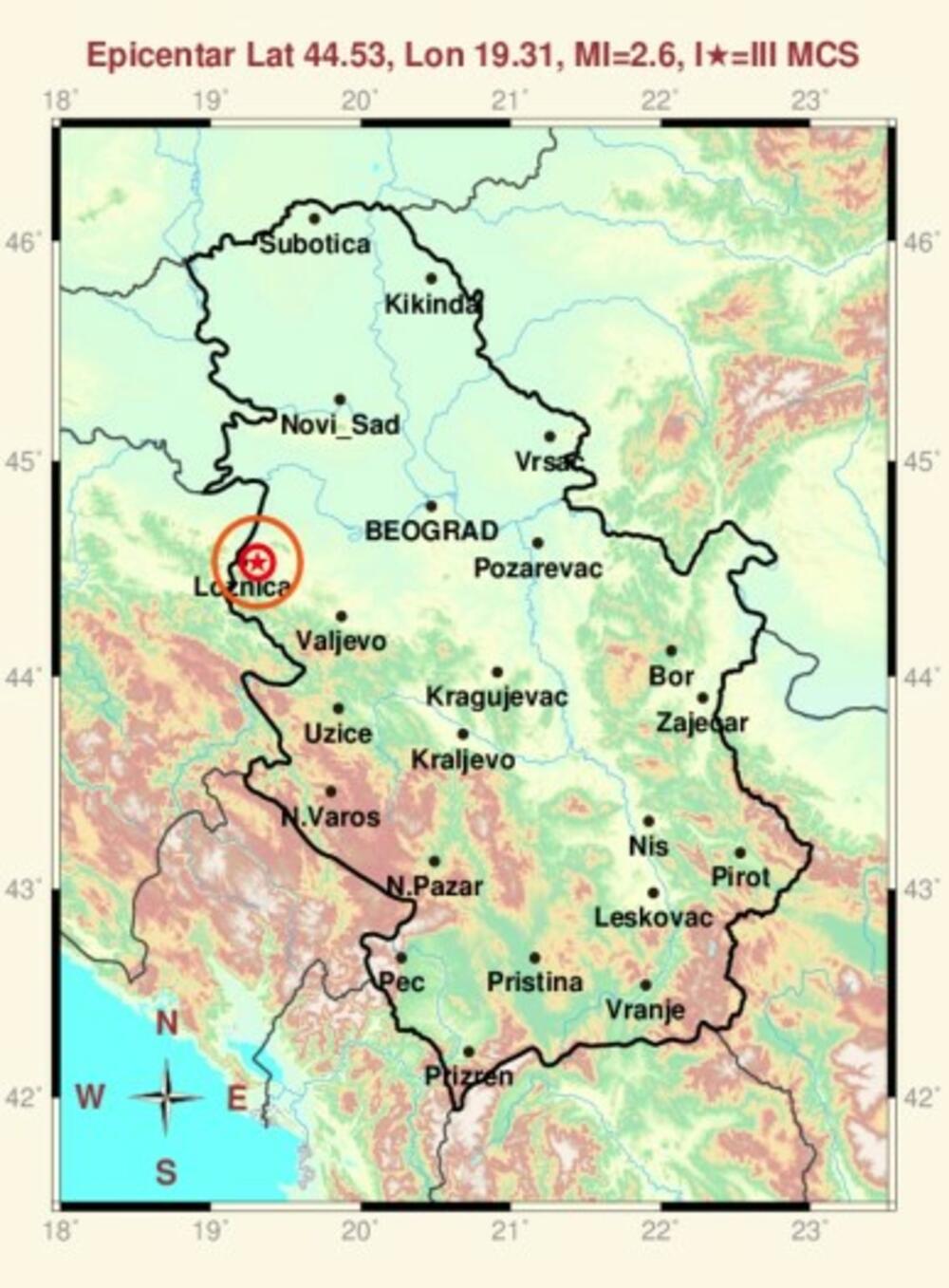 zemljotres, Loznica