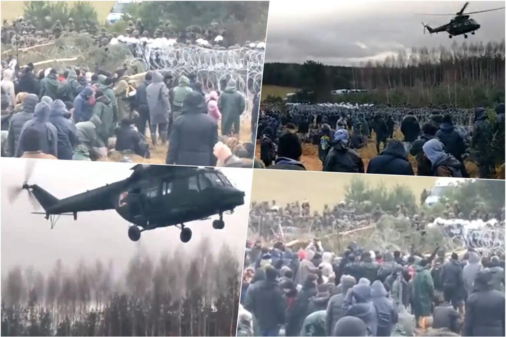 NAPETO NA BELORUSKO POLJSKOJ GRANICI Stotine migranata pokušavaju da pokidaju žičanu ogradu! Poljaci poslali specijalce VIDEO