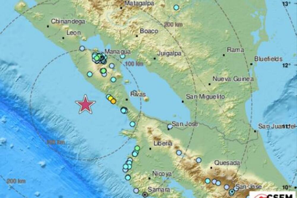 SNAŽAN ZEMLJOTRES BLIZU OBALE NIKARAGVE: Potres jačine 6,2 u Tihom okeanu