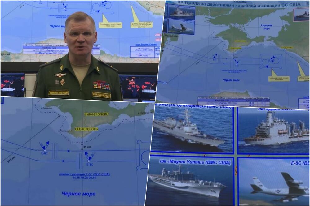 KO SU CRVENI, A KO PLAVI Rusi objavili snimak šta se radi oko Krima! Gde su američki brodovi, a gde izviđački avioni VIDEO