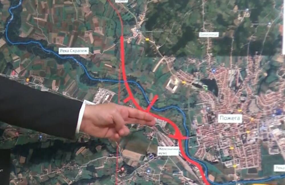 mapa, Aleksandar Vučić, obilaznica, Užice, Gornji Milanovac