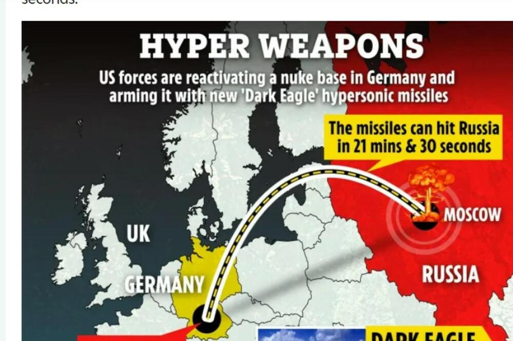 HIPERSONIČNA HISTERIJA ZAHVATILA BRITANIJU: Slave moćne američke rakete u Nemačkoj, već vide nuklearnu pečurku iznad Moskve!