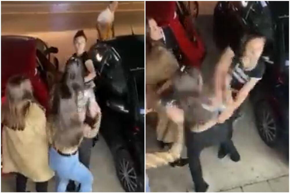 SEVALE PESNICE I LETELI ŠAMARI UZ SOČNE PSOVKE: Žestoka tuča devojaka na parkingu VIDEO