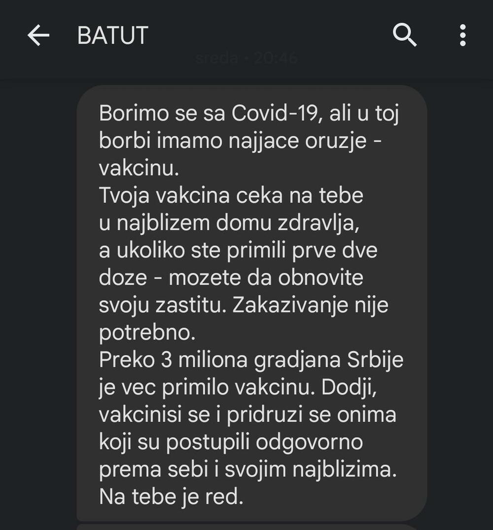 Batut, poruka, poruka od Batuta