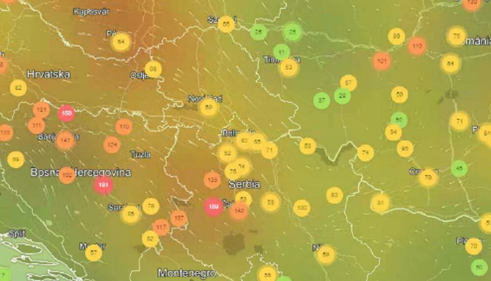 Zagađenost vazduha danas Srbija