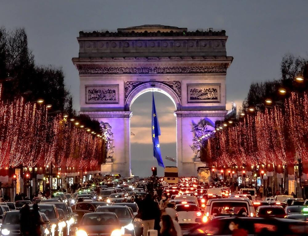 Pariz, zastava EU, Trijumfalna kapija, Francuska