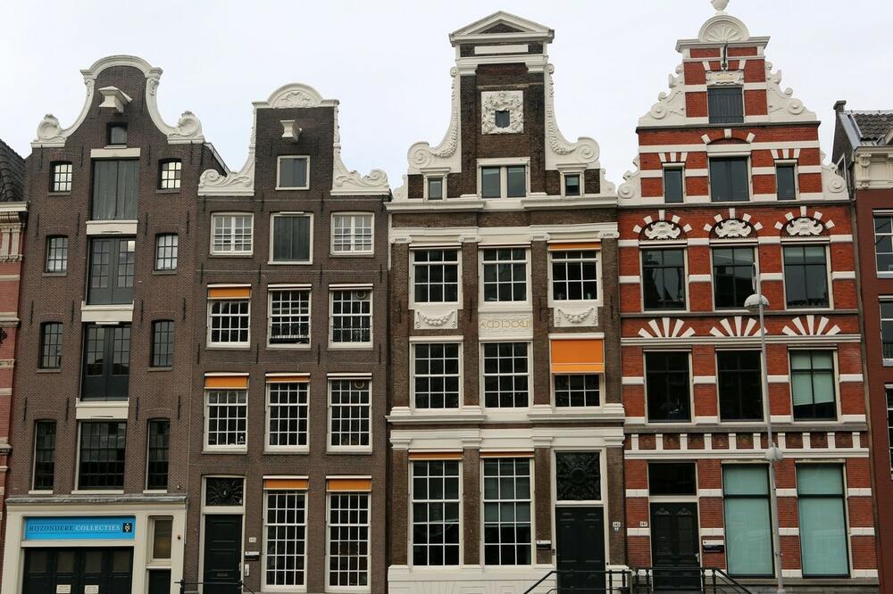 0196923964, Amsterdam, Holandija, tradicionalne stare zgrade u Amsterdamu, arhitektura