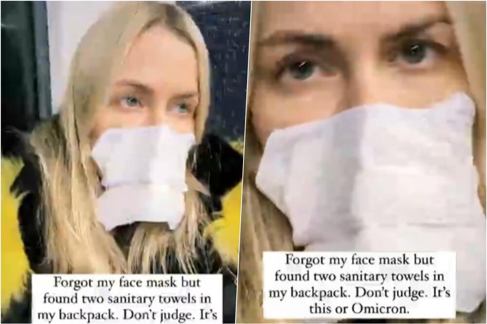 ILI OVO ILI OMIKRON Britanska voditeljka umesto maske na lice stavila dva higijenska uloška VIDEO