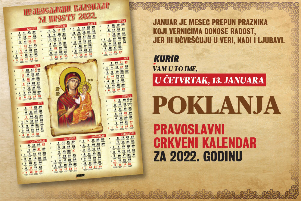 Kalendar 2022 crkveni Црквени православни