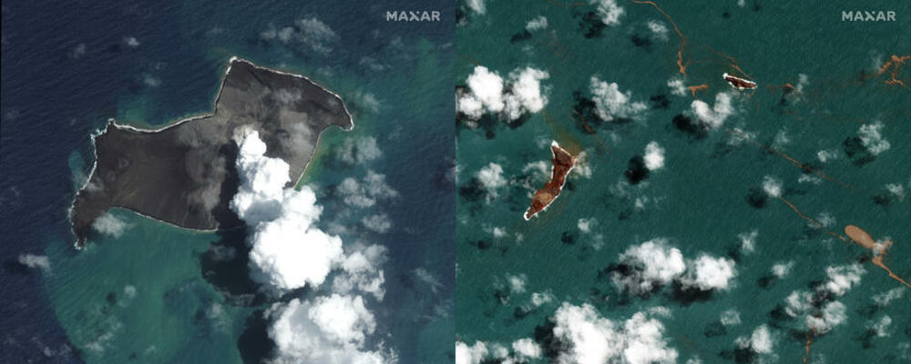 Tonga, pre i posle erupcije