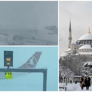 SNEŽNA MEĆAVA BLOKIRALA AERODROM U ISTANBULU: Otkazani letovi, ne vidi