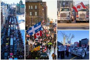 KONVOJ SLOBODE Protesti kanadskih kamiondžija koje su podržali Mask i Tramp i zbog kojih je Trudo pobegao na nepoznatu lokaciju