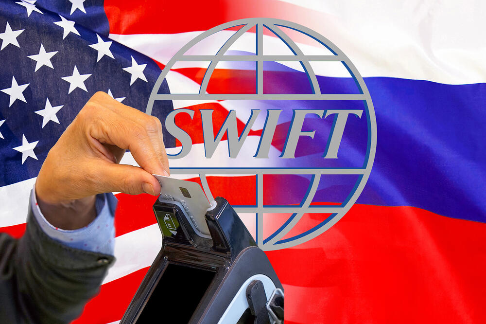 Swift, Rusija Sankcije, zastava Amerike, Zastava Rusije