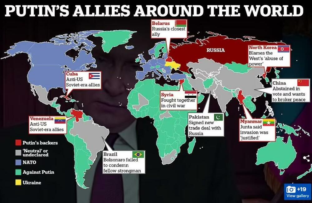mapa, Putin, svet