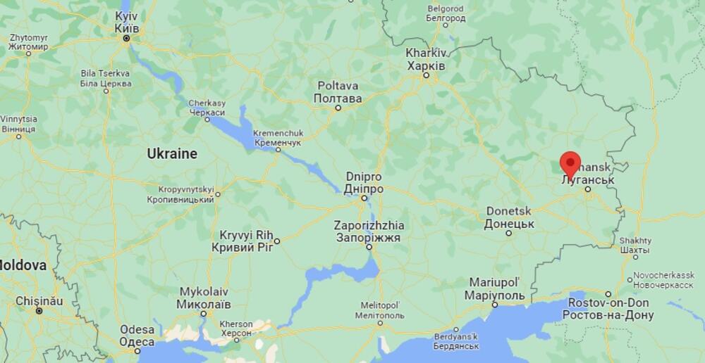 Crvena čioda označava gde se nalazi grad Slavjanoserbsk 