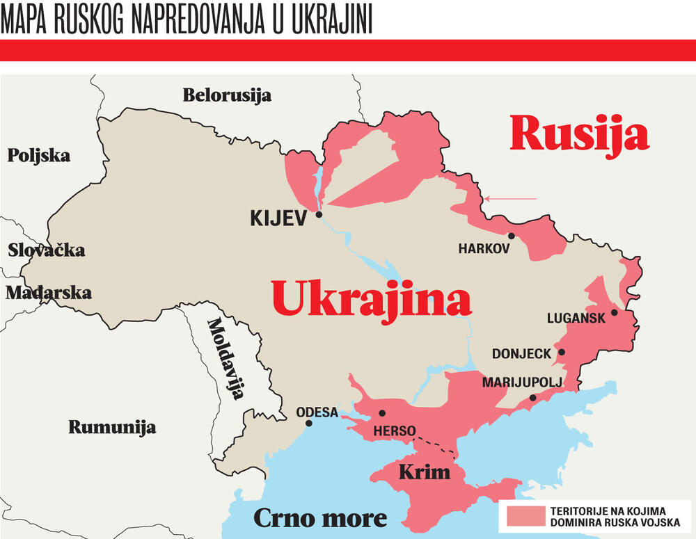 Ukrajina, Rusija, mapa, Rat