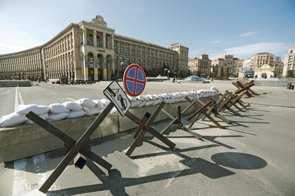 Ukrajina, Kijev, barikade, Antitenkovske prepreke