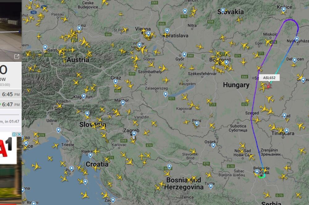 PONOVO DRAMA U SRPSKOM AVIONU! Evo gde je bio avion "Er Srbije" na letu za Moskvu kada se saznalo za DOJAVU O BOMBI! (FOTO)