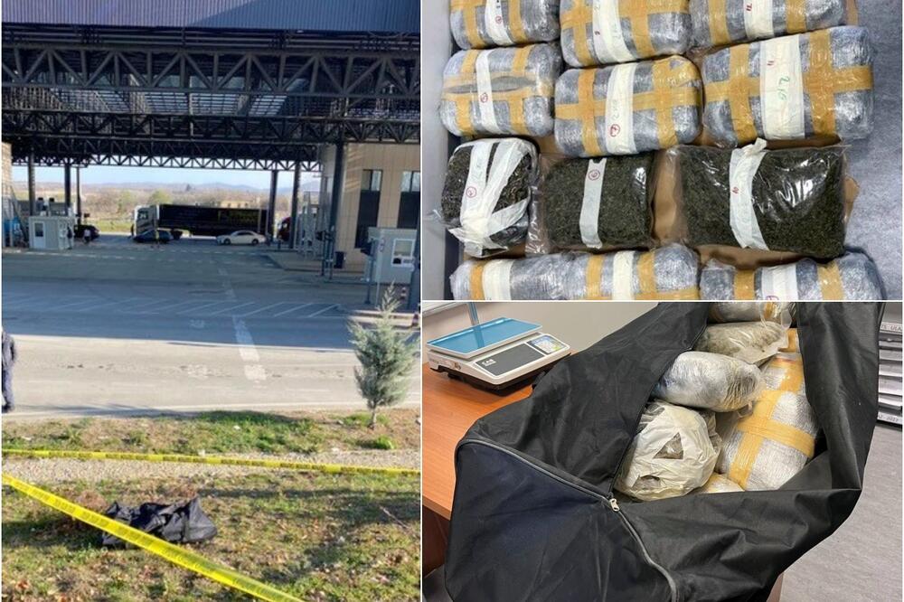 NA PUNKTU MERDARE PRONAĐENO 12,5 KILOGRAMA NIČIJE MERIHUANE: Carinici u travnjaku našli torbu sa 12 velikih paketa droge!