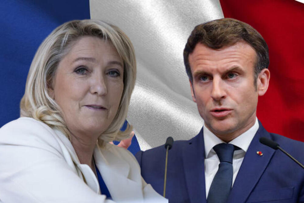 Marin Le Pen, Emanuel Makron, Francuska Zastava