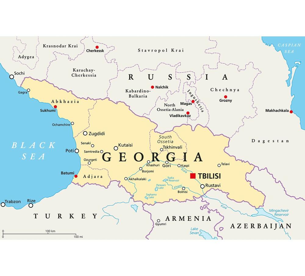 Južna Osetija, Gruzija, Rusija, mapa