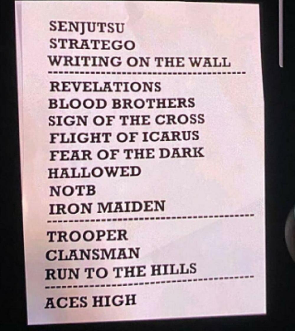 set lista, Iron Maiden