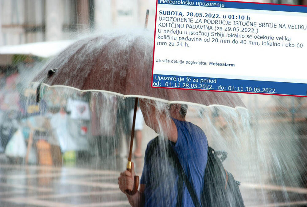 RHMZ IZDAO NOVO UPOZORENJE: Stižu obilne padavine, u ovom delu Srbije biće najkritičnije! Na snazi meteo alarm zbog nevremena