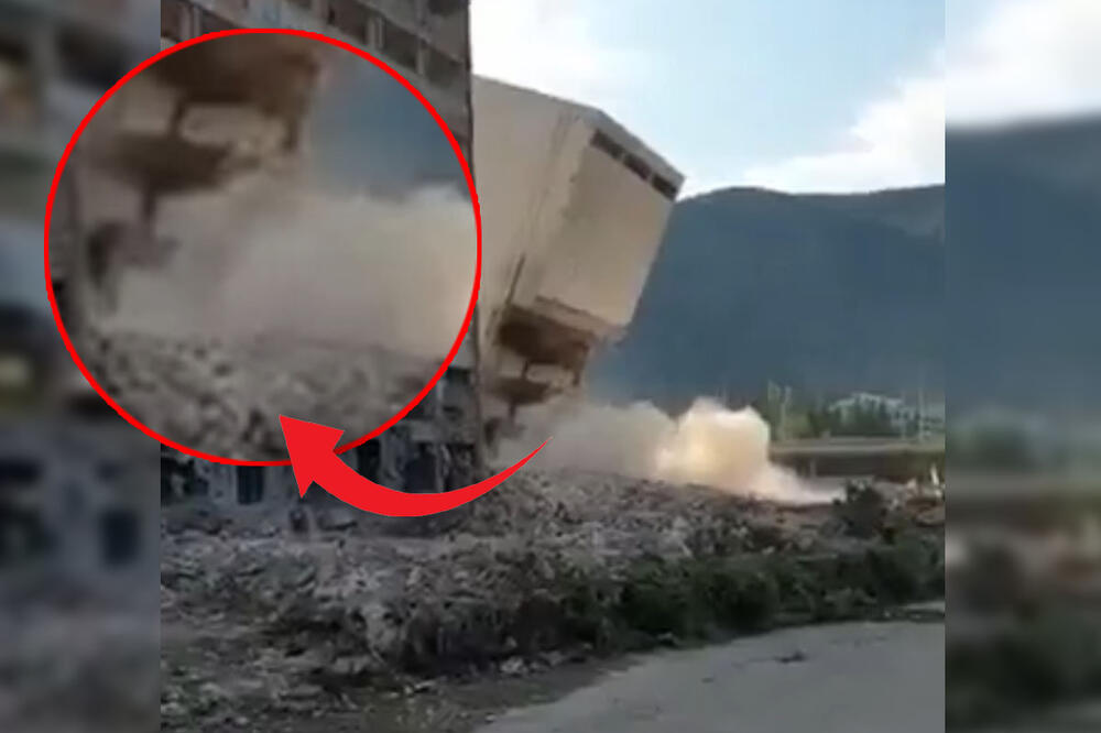 NEMOJ ZAJE*AVAT! OSTADE, BOGA TI! Pogledajte urnebesno rušenje zgrade nekadašnjeg SFRJ giganta u Mostaru MINERI MORAJU NA POPRAVNI