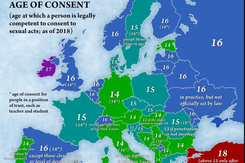 SME LI ODRASLA OSOBA DA IMA SEKSUALNI ODNOS SA OSOBOM OD 17 GODINA? Ovo je starosna granica u Evropi, i varira od zemlje do zemlje