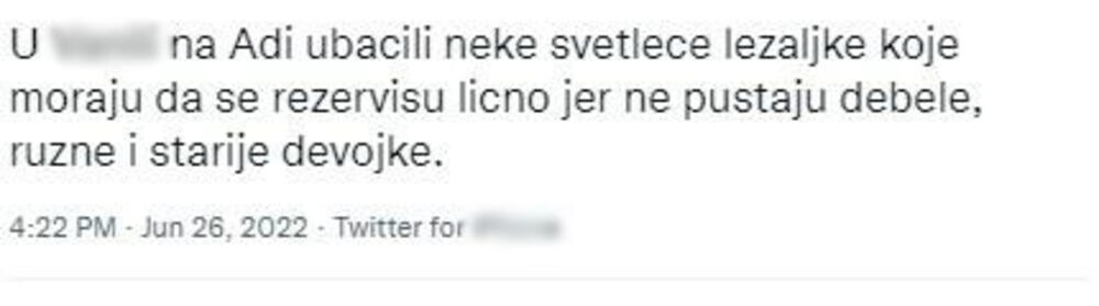 Ada Ciganlija, Ležaljke, tvit, debele devojke, ružne devojke