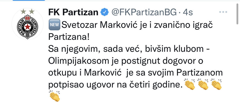 Partizan, Svetozar Marković, Olimpijakos