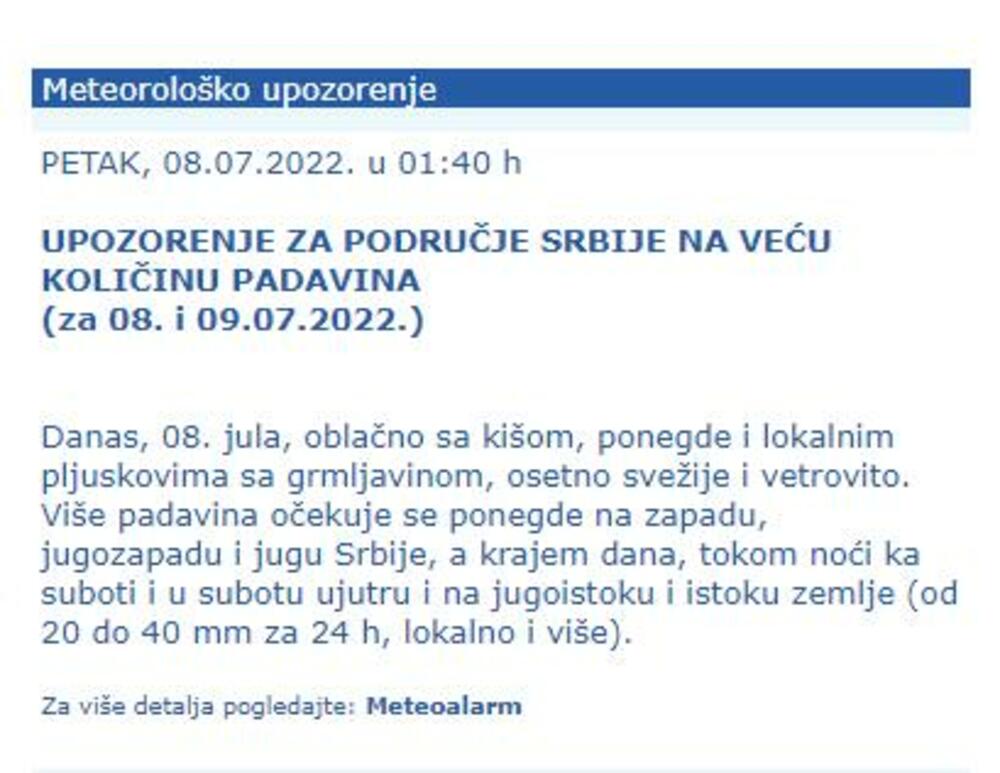 RHMZ, upozorenje, najava, meteo alarm