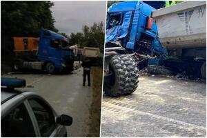 TEŠKA SAOBRAĆAJNA NESREĆA KOD LOZNICE: U sudaru 3 kamiona vozač šlepera poginuo na licu mesta! (FOTO)