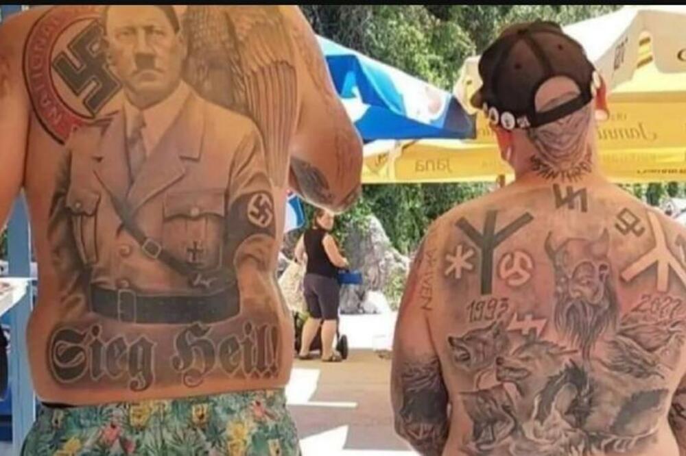 KUKASTI KRST, HITLER, ORAO: Dvojac u Rijeci ponosno pozirao prekriven nacističkim tetovažama, oglasila se i policija FOTO