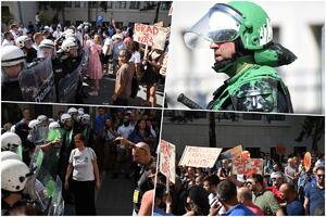 PROTEST U NOVOM SADU ZBOG USVAJANJA GUP: Nakon sukoba privedeno nekoliko demonstranata koji su ofarbali policijske štitove